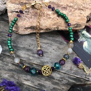 Moonstone Fluorite Beaded Gemstone Anklet